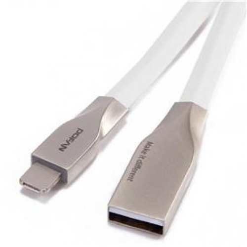 Cablu microusb cu mufe in carcasa de metal alb