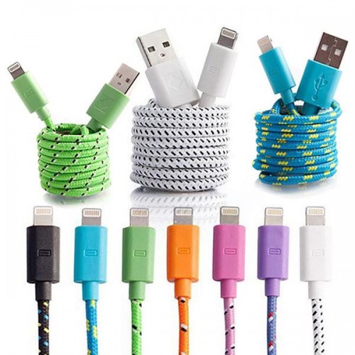 Cablu Iphone textil albastru