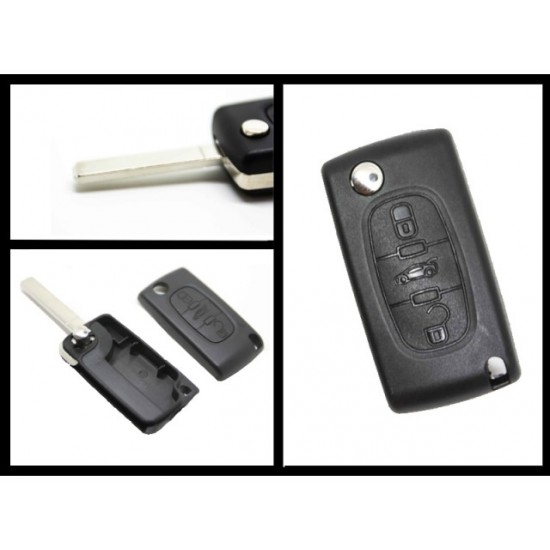 Carcasa Cheie Briceag Citroen, 3 but, fara locas pentru baterie