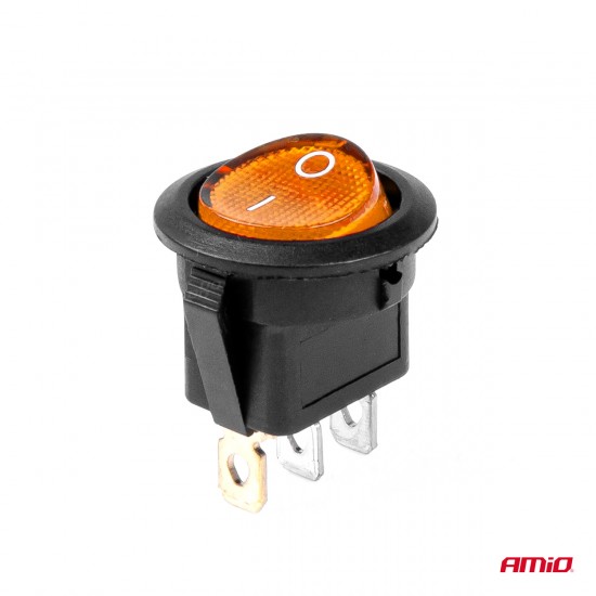 Întrerupător rotund cu lumină galbenă 12/24V max 20A ON/OFF