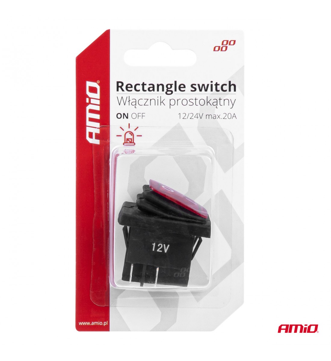 Intrerupator dreptunghiular cu lumină roșie Intrerupator dreptunghiular cu lumină roșie