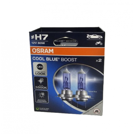Bec Halogen, Osram, H7, 12V, 80W, PX26d, Modelul Nou  COOL BLUE BOOST Bec Halogen, Osram, H7, 12V, 80W, PX26d, Modelul Nou  COOL BLUE BOOST