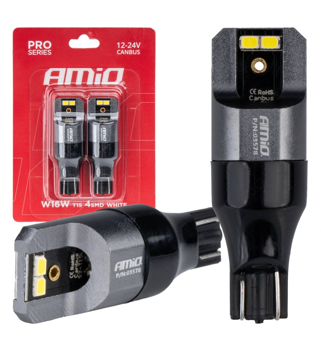 Becuri LED CANBUS PRO T15 W16W 4x2016 SMD alb 12V 24V AMIO-03578 - AutoParadoxSystem.ro Produs - Becuri LED CANBUS PRO T15 W16W 4x2016 SMD alb 12V 24V AMIO-03578 - AutoParadoxSystem.ro