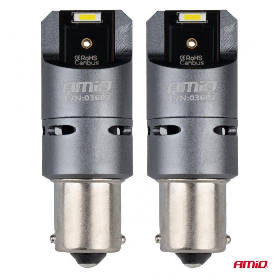 Becuri LED FULL CANBUS PRO BA15S P21W 2x1860SMD alb 12V 24V AMIO-03603 Becuri LED FULL CANBUS PRO BA15S P21W 2x1860SMD alb 12V 24V AMIO-03603