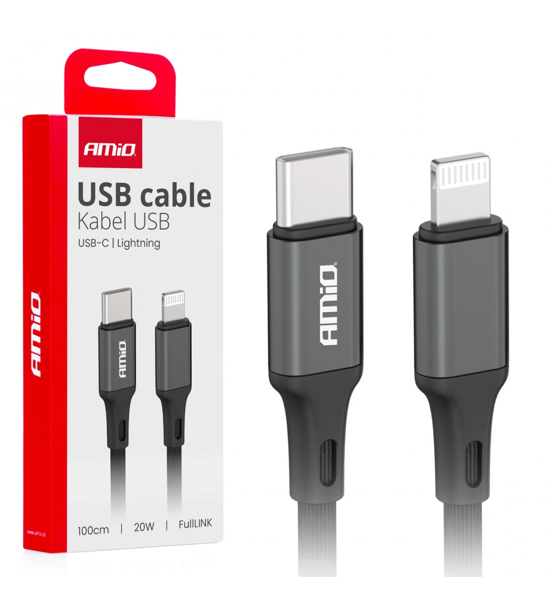 Cablu de încărcare USB-C - LIGHTNING IPHONE PD 20W 100cm FullLINK AMIO-03904 - AutoParadoxSystem.ro Produs - Cablu de încărcare USB-C - LIGHTNING IPHONE PD 20W 100cm FullLINK AMIO-03904 - AutoParadoxSystem.ro