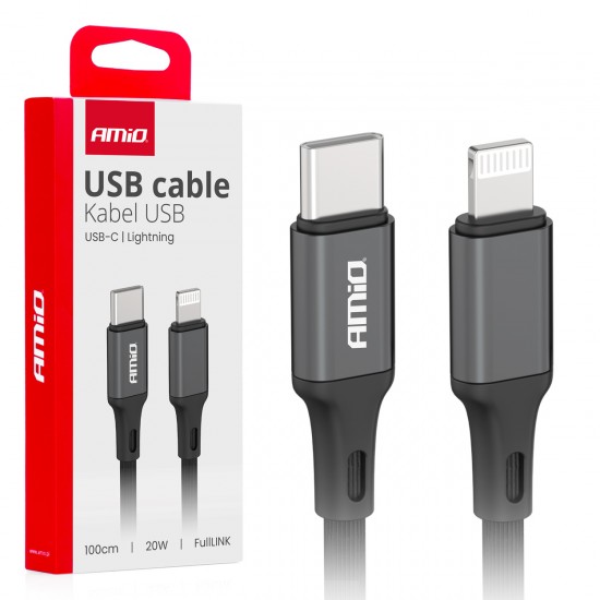 Cablu de încărcare USB-C - LIGHTNING IPHONE PD 20W 100cm FullLINK AMIO-03904