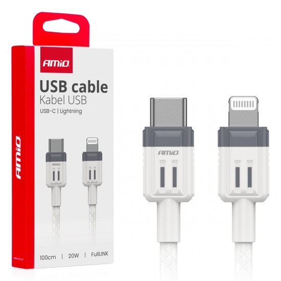 Cablu de încărcare USB-C - IPHONE LIGHTNING FullLINK 20W 100cm AMIO-03910
