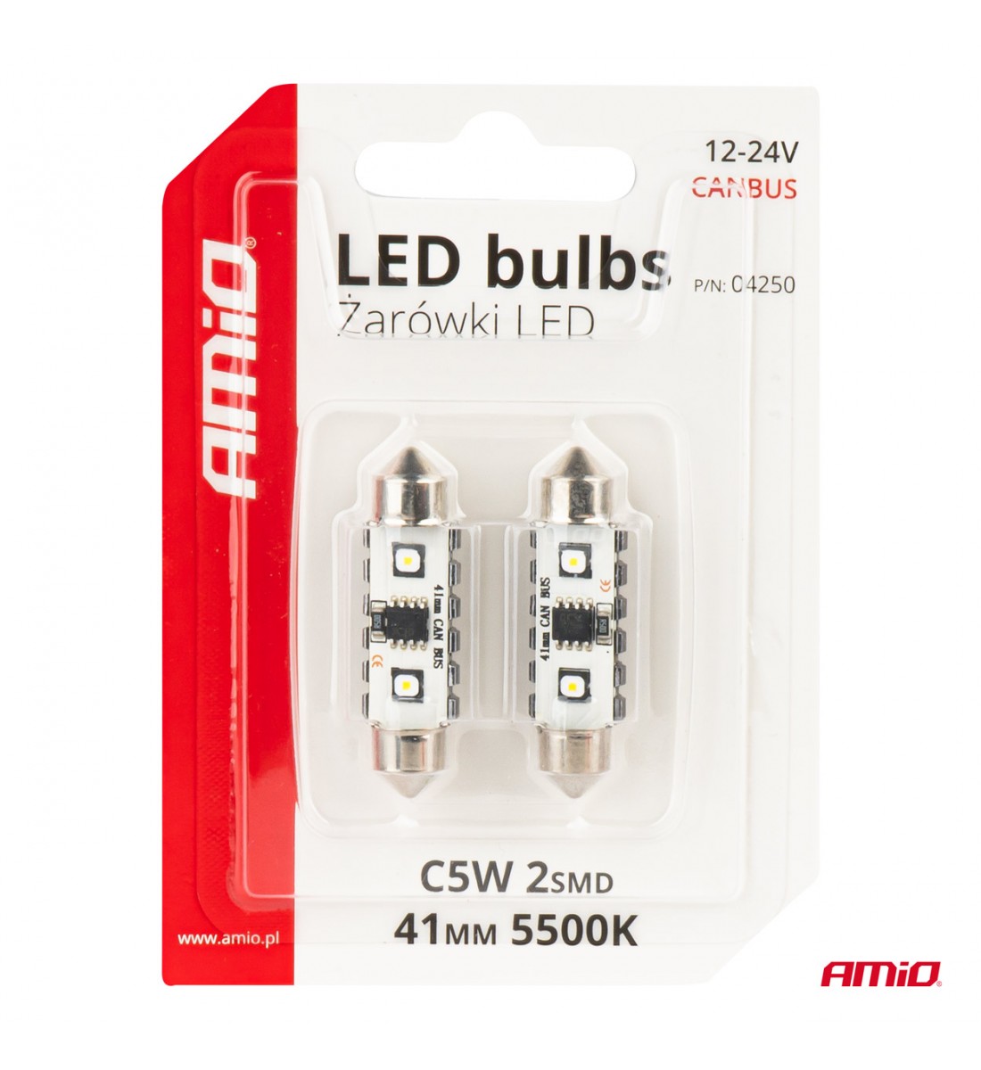 Becuri LED CANBUS Festoon C5W 2SMD 3838 41mm Alb 12V 24V AMIO-04250 - AutoParadoxSystem.ro Produs - Becuri LED CANBUS Festoon C5W 2SMD 3838 41mm Alb 12V 24V AMIO-04250 - AutoParadoxSystem.ro