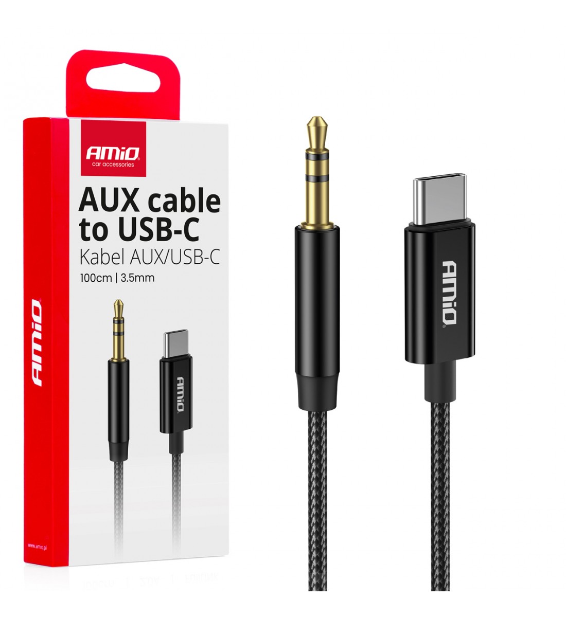 Produs - Cablu audio USB-C la mini-mufă AUX de 3,5 mm, 1 m, AMIO-04294 - AutoParadoxSystem.ro