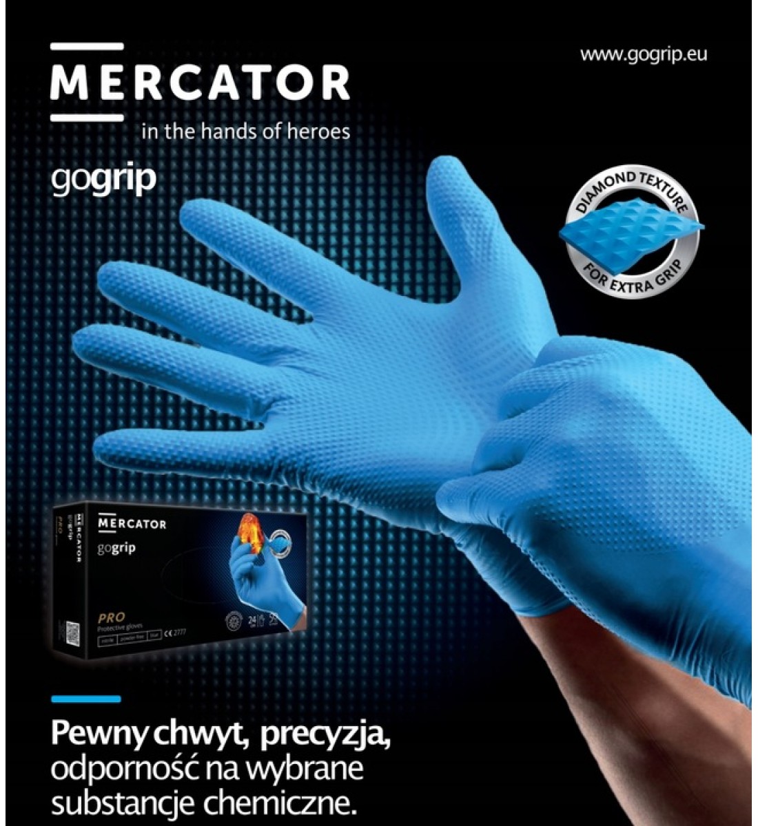 Mănuși de nitril Mercator GoGrip Blue 50 buc, mărimea XXL