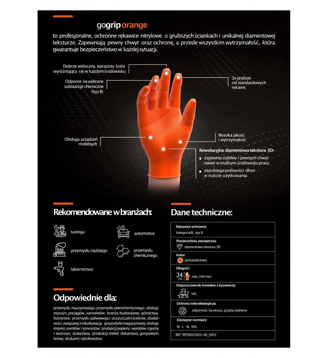 Mănuși de nitril Mercator GoGrip Orange 50 buc, mărime S