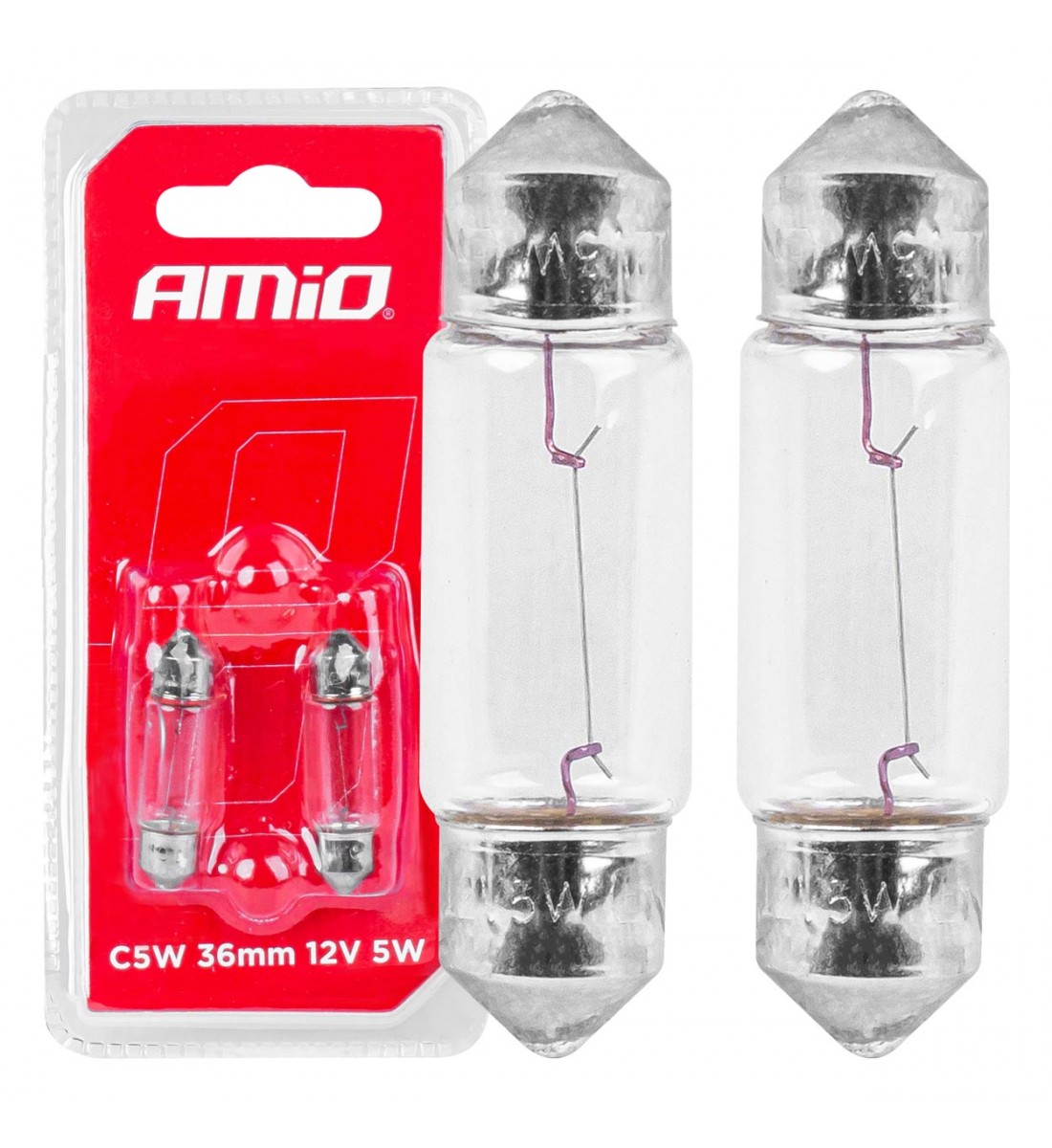 Becuri sofit cu halogen C5W 36mm 12V 2 buc. AMIO-03348 blister Becuri sofit cu halogen C5W 36mm 12V 2 buc. AMIO-03348 blister