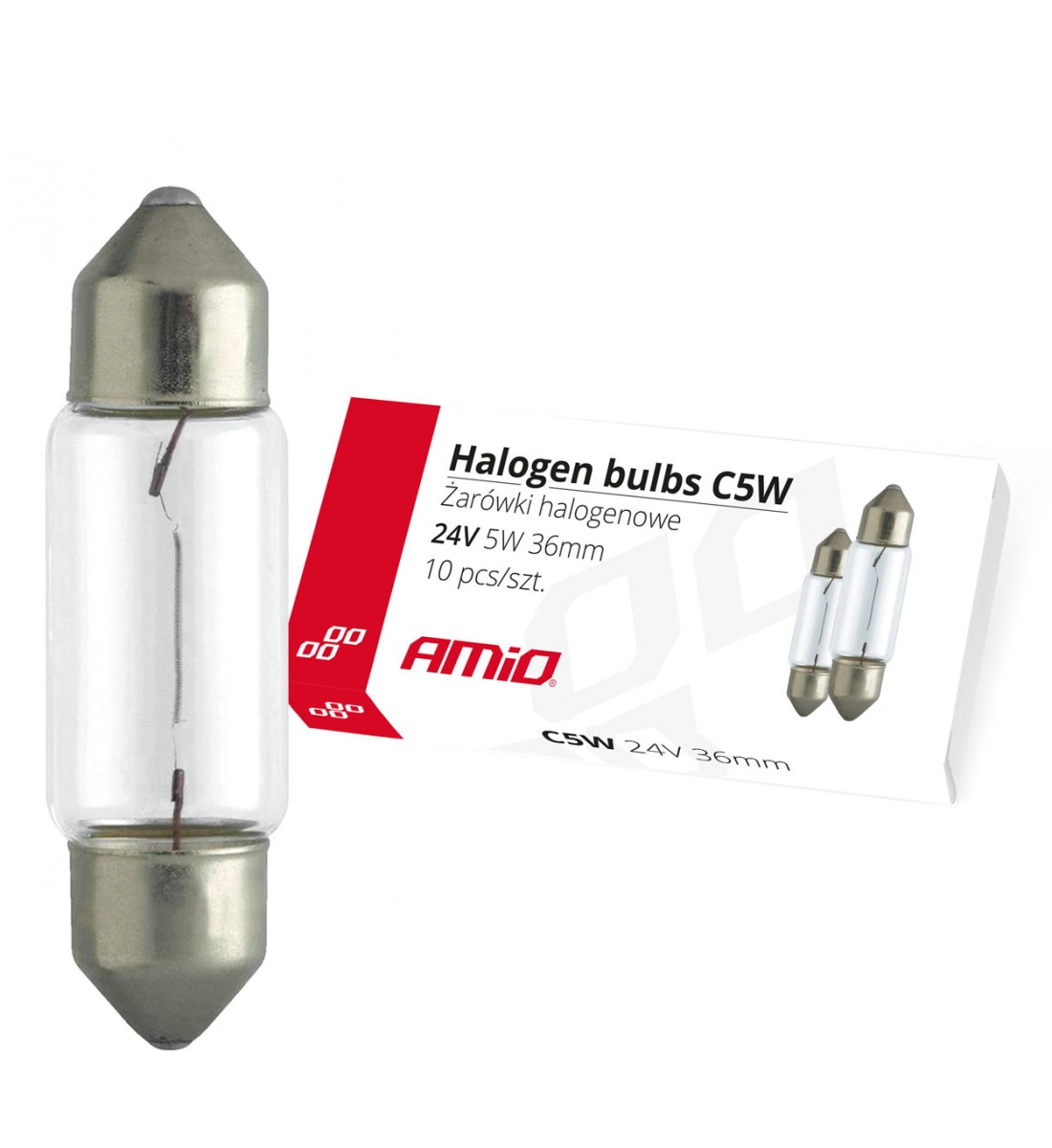 Becuri sofit  cu halogen Festoon 36mm 24V 10buc.