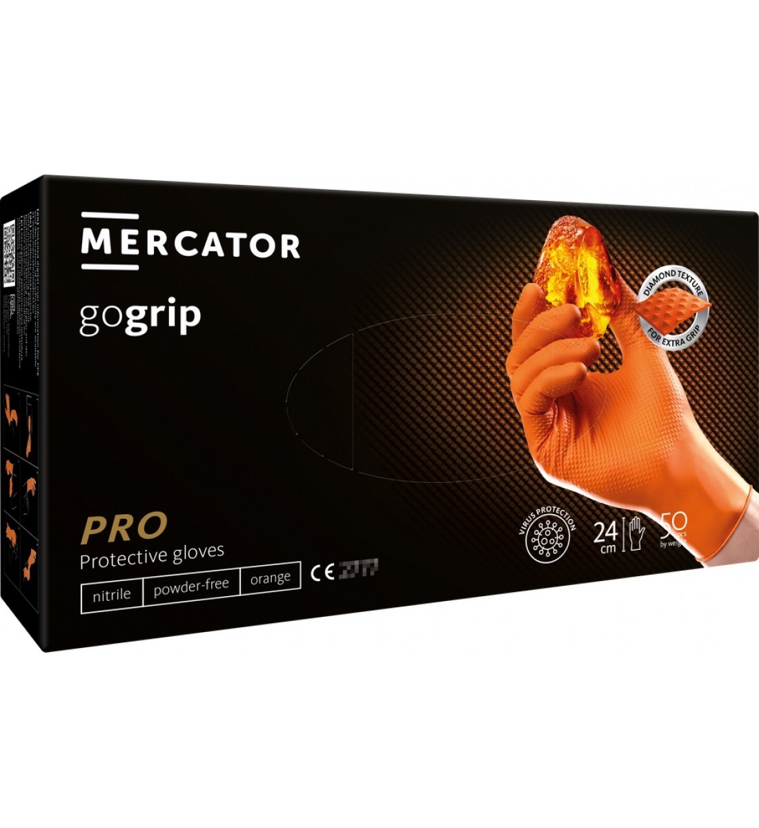 Mănuși de nitril Mercator GoGrip Orange 50 buc, mărime L