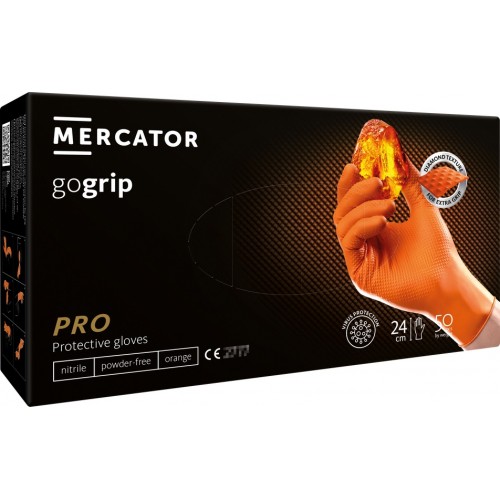 Mănuși de nitril Mercator GoGrip Orange 50 buc, mărime M