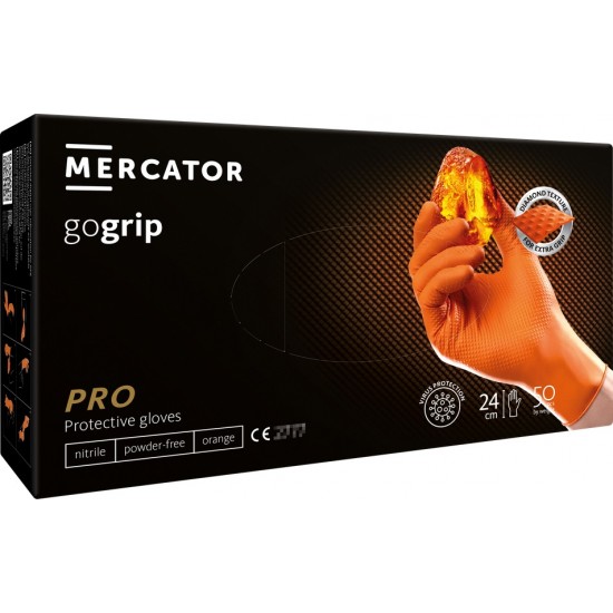 Mănuși de nitril Mercator GoGrip Orange 50 buc, mărime S Mănuși de nitril Mercator GoGrip Orange 50 buc, mărime S