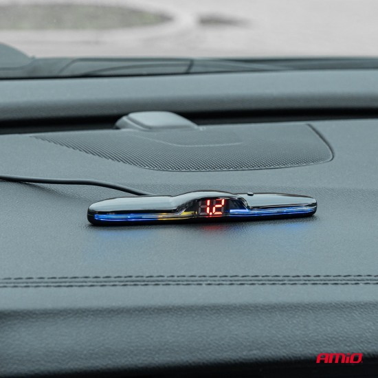 Senzor parcare, senzori marșarier, MAX LED, 4 senzori, negru, AMIO-02287 Senzor parcare, senzori marșarier, MAX LED, 4 senzori, negru, AMIO-02287