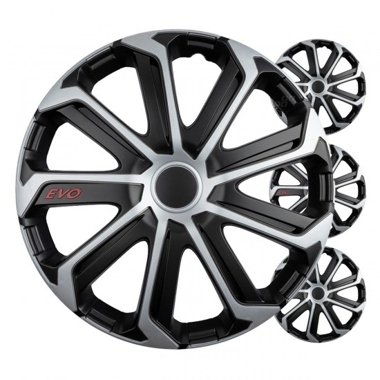 Set 4 capace roti , EVO negru argintiu 15" inch