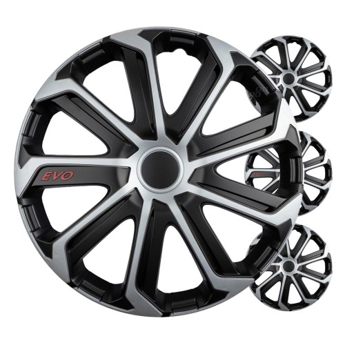 Set 4 buc capace roti, EVO negru argintiu 16"