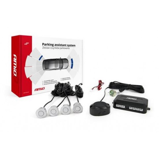 Senzor de parcare Buzzer 4 senzor argintiu Senzor de parcare Buzzer 4 senzor argintiu