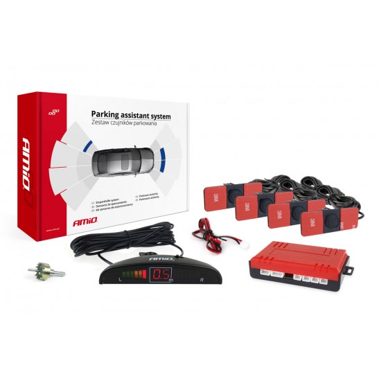 Senzor de parcare LED 4 senzori negru suport interior 16,5mm Senzor de parcare LED 4 senzori negru suport interior 16,5mm