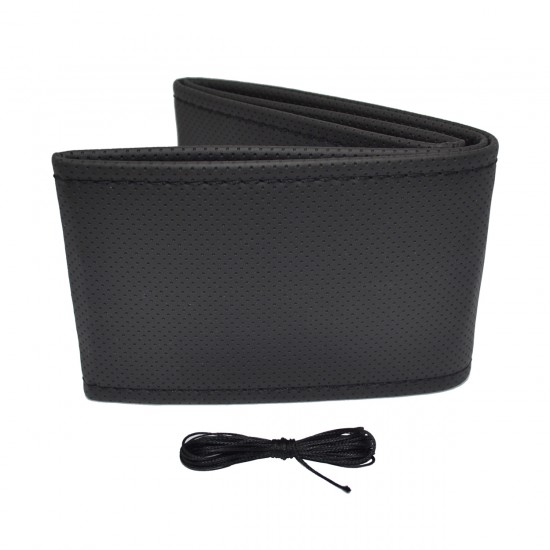 Husă volan cu cusături perforate, neagră, 38-39 cm Husă volan cu cusături perforate, neagră, 38-39 cm