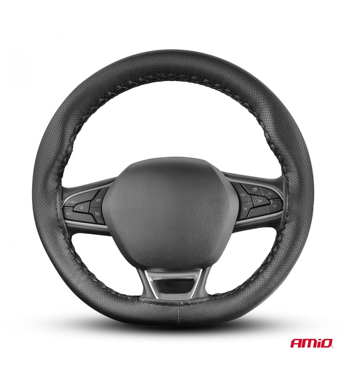 Husă volan cu cusături perforate, neagră, 38-39 cm - AutoParadoxSystem.ro Produs - Husă volan cu cusături perforate, neagră, 38-39 cm - AutoParadoxSystem.ro