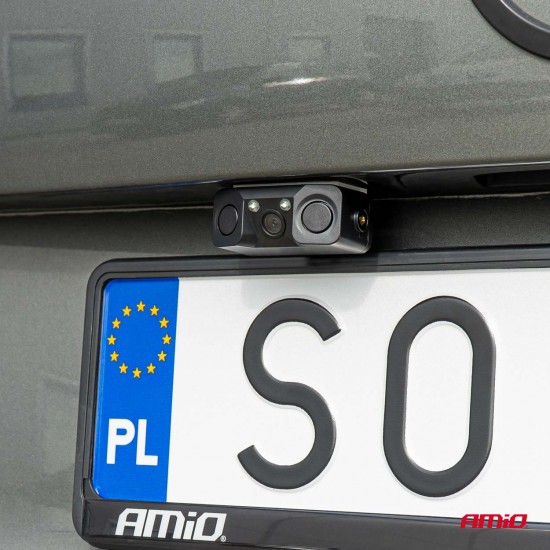 Cameră de marșarier cu senzori de parcare 2in1 HD-602 LED 12V AMIO-03541 Cameră de marșarier cu senzori de parcare 2in1 HD-602 LED 12V AMIO-03541