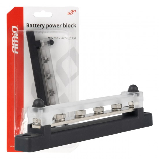 Bloc de distribuție la sol plus bară M6 12V - 48V 150A AMIO-03808 Bloc de distribuție la sol plus bară M6 12V - 48V 150A AMIO-03808