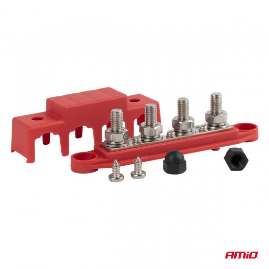 Bloc de distribuție la sol plus bară M10 12V - 48V 250A AMIO-03812 Bloc de distribuție la sol plus bară M10 12V - 48V 250A AMIO-03812