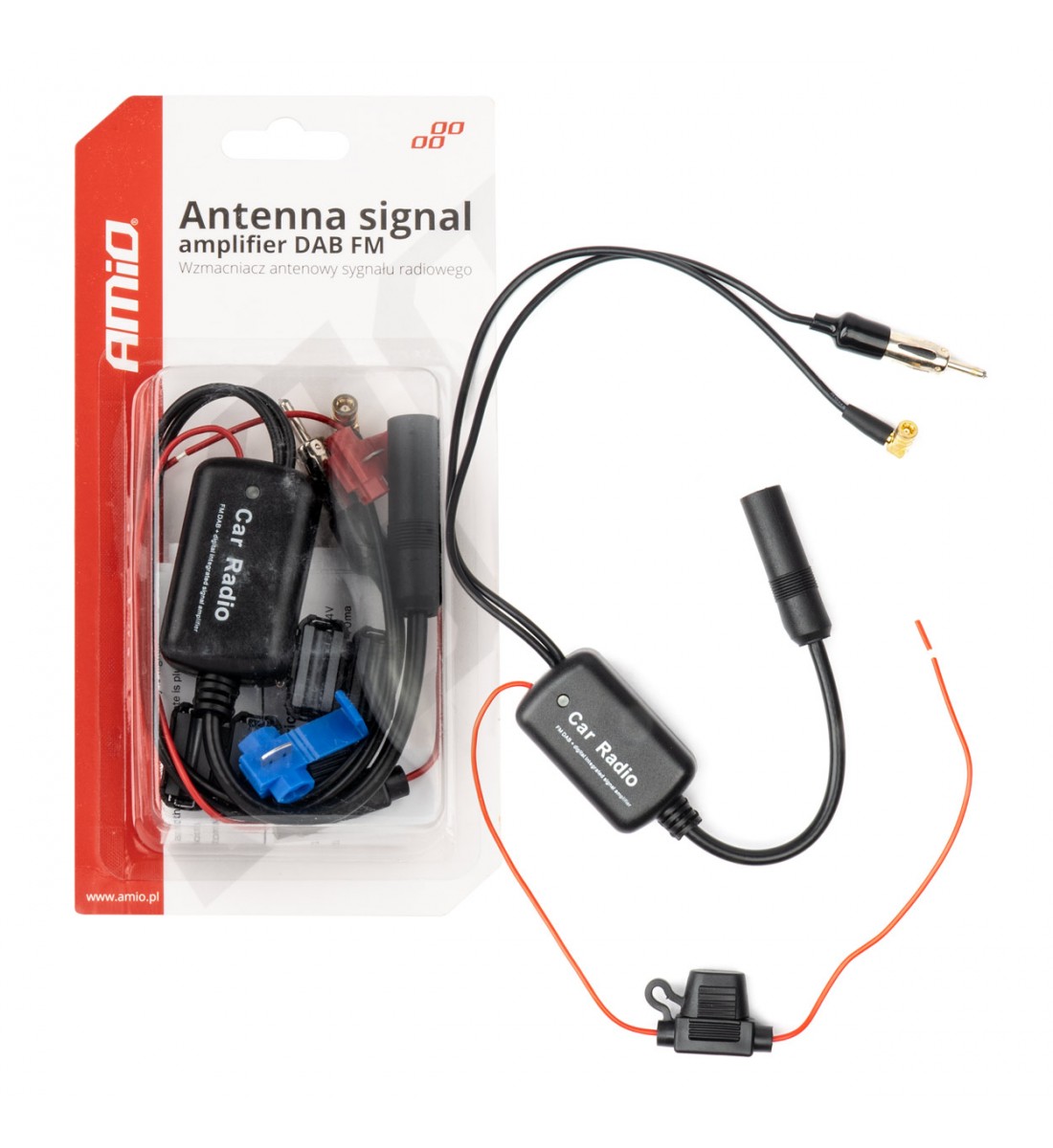 Produs - Amplificator antenă semnal radio 12V DAB FM AMIO-04134 - AutoParadoxSystem.ro