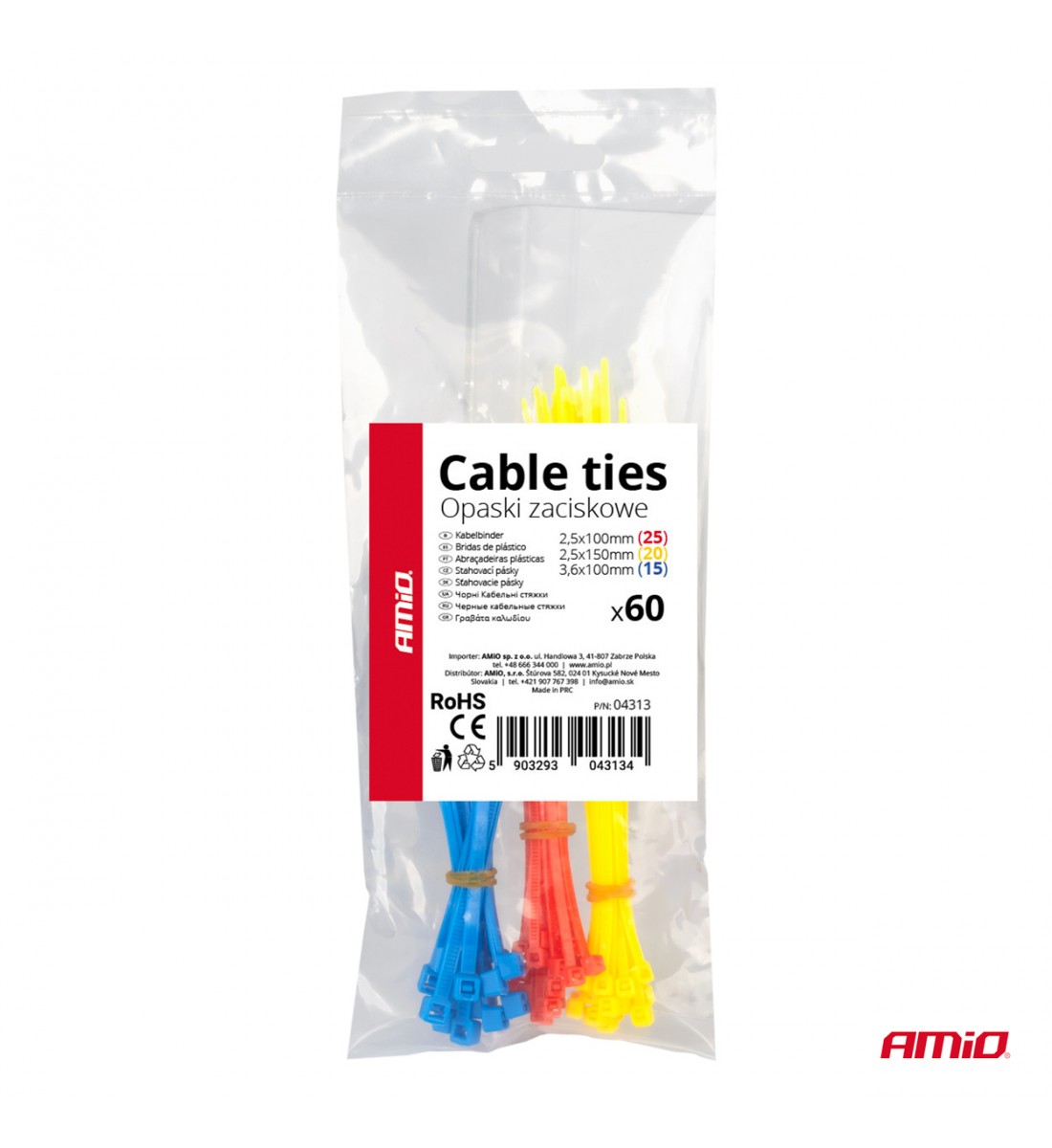 Produs - Set fasete din plastic multicolore set de 60 buc. AMIO-04313 - AutoParadoxSystem.ro