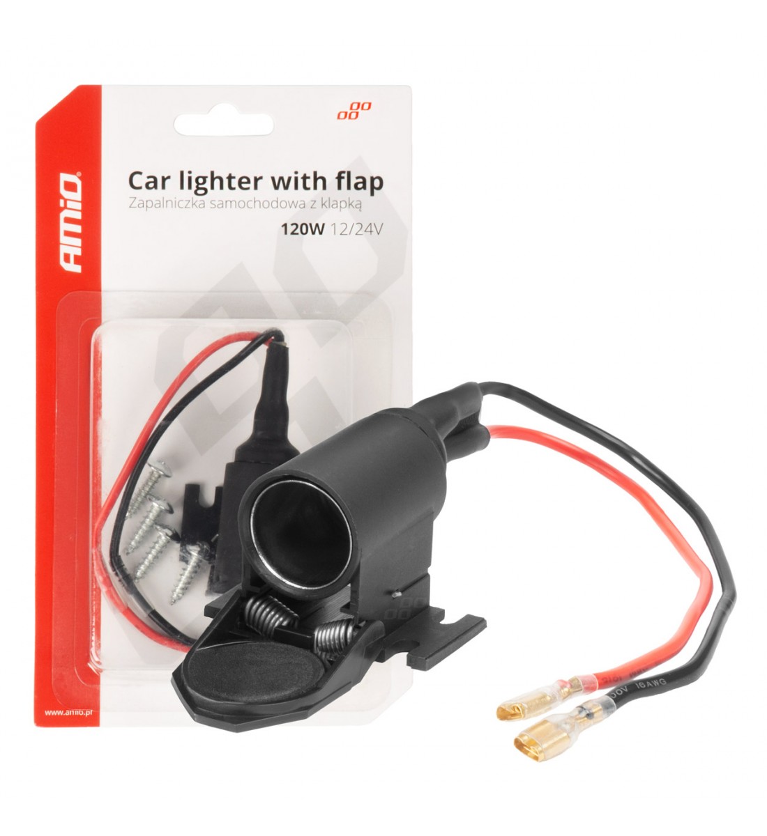 Priză brichetă auto cu clapă 12V 24V AMIO-04128 - AutoParadoxSystem.ro Produs - Priză brichetă auto cu clapă 12V 24V AMIO-04128 - AutoParadoxSystem.ro