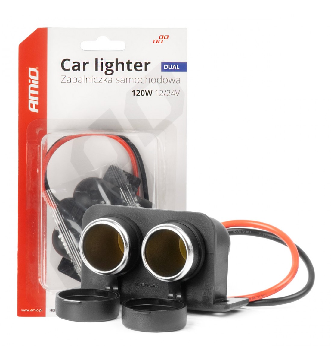 Priză brichetă auto, ermetică, dublă, 12V, 24V, AMIO-04130 - AutoParadoxSystem.ro Produs - Priză brichetă auto, ermetică, dublă, 12V, 24V, AMIO-04130 - AutoParadoxSystem.ro