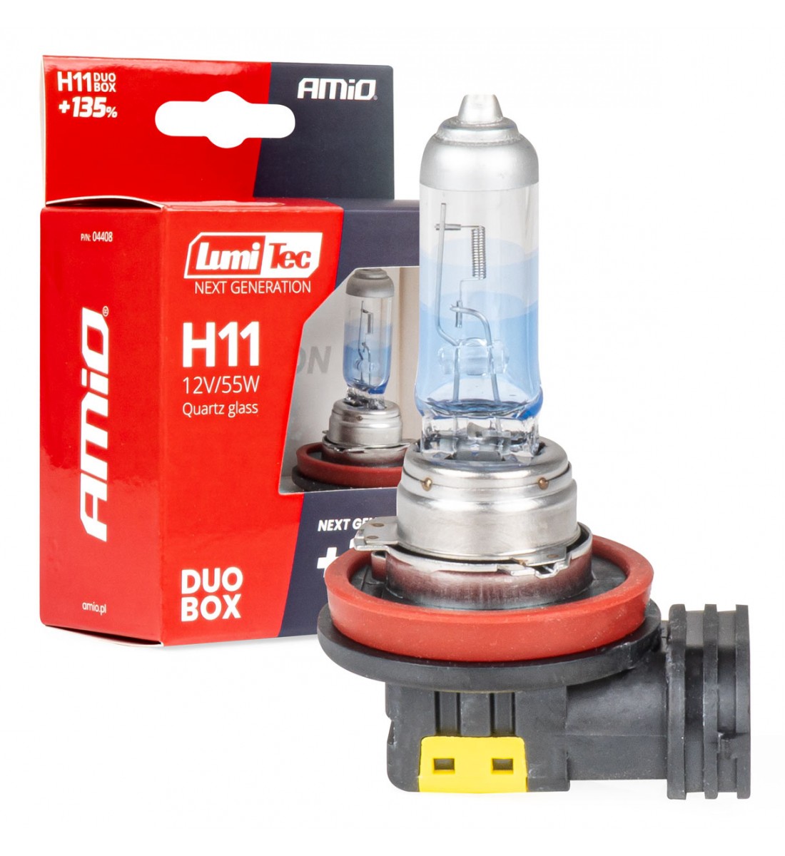 Produs - Set 2 becuri halogen H11 12V 55W LumiTec GENERAȚIE URMĂTOARE +135% DUO AMIO-04408 - AutoParadoxSystem.ro