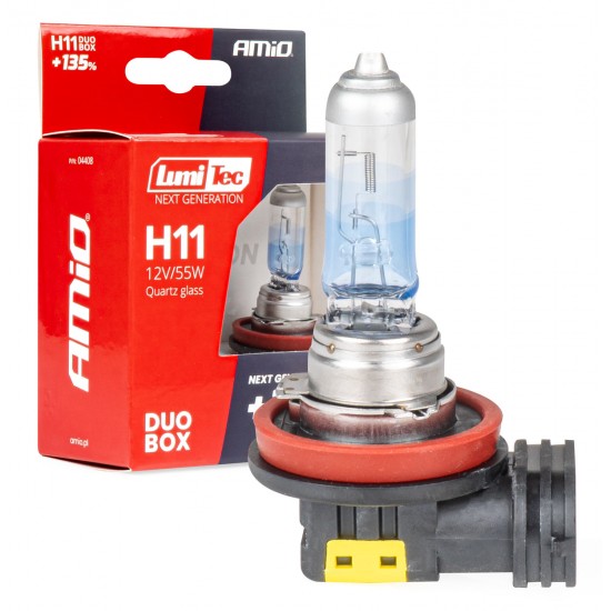 Set 2 becuri halogen H11 12V 55W LumiTec GENERAȚIE URMĂTOARE +135% DUO AMIO-04408