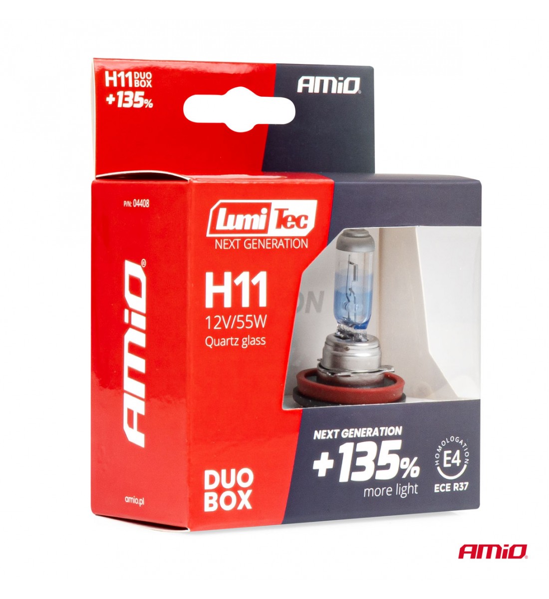 Produs - Set 2 becuri halogen H11 12V 55W LumiTec GENERAȚIE URMĂTOARE +135% DUO AMIO-04408 - AutoParadoxSystem.ro