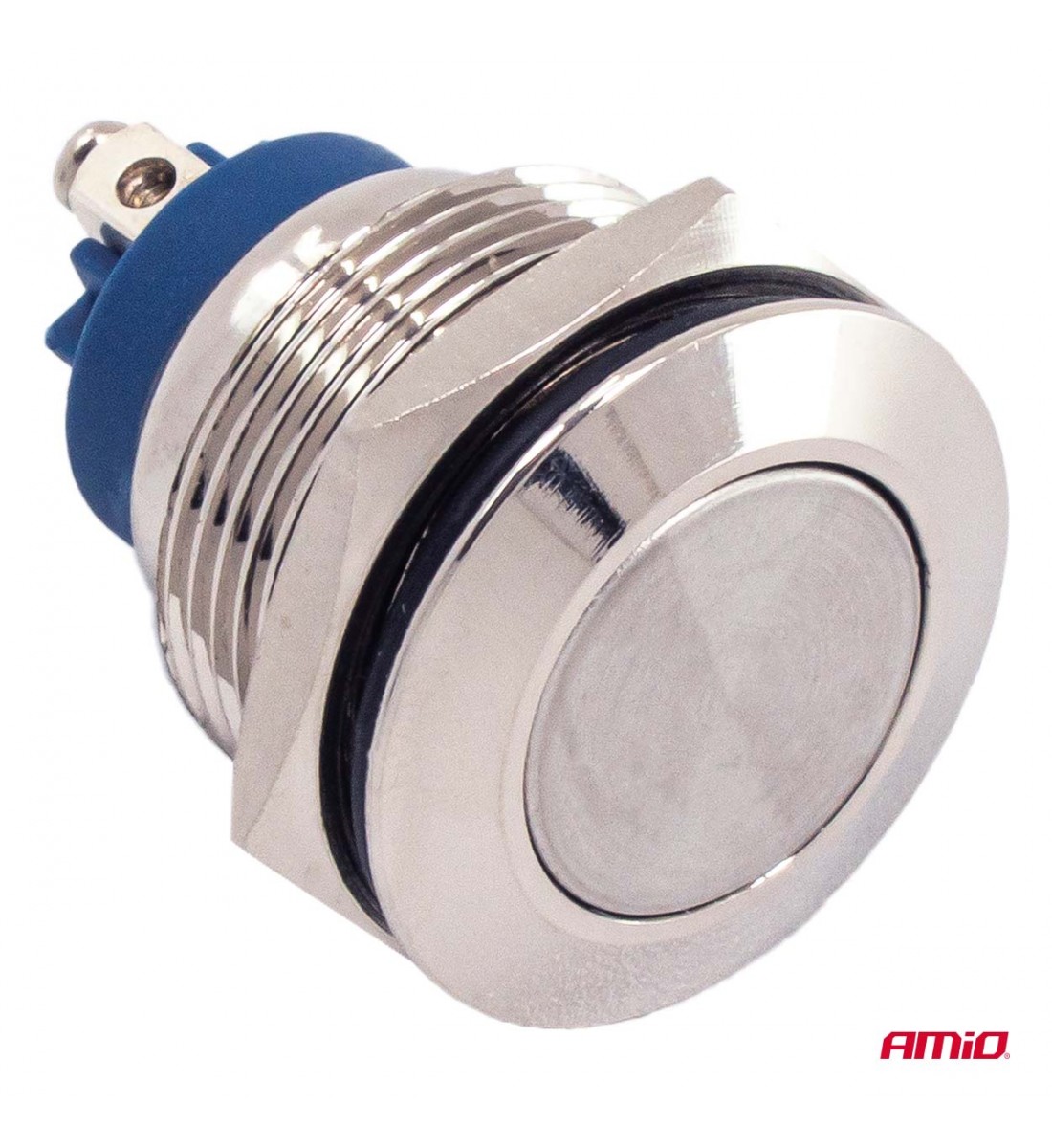 Produs - Buton plat, rotund, din oțel, 19 mm, 5 A, 12/230 V, AMIO-04436 - AutoParadoxSystem.ro