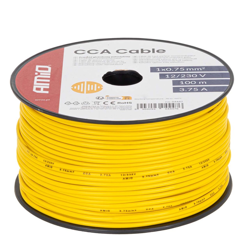Cablu difuzor CCA CCA 1x0.75mm2 100m 3.75A 12/230V AMIO-04447