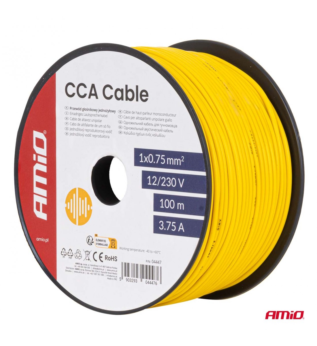 Cablu difuzor CCA CCA 1x0.75mm2 100m 3.75A 12/230V AMIO-04447 - AutoParadoxSystem.ro Produs - Cablu difuzor CCA CCA 1x0.75mm2 100m 3.75A 12/230V AMIO-04447 - AutoParadoxSystem.ro