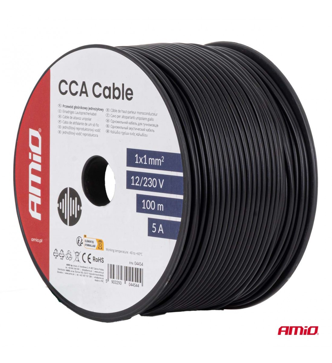 Cablu negru monofilar CCA 1x1mm2 100m 5A 12/230V AMIO-04454 - AutoParadoxSystem.ro Produs - Cablu negru monofilar CCA 1x1mm2 100m 5A 12/230V AMIO-04454 - AutoParadoxSystem.ro
