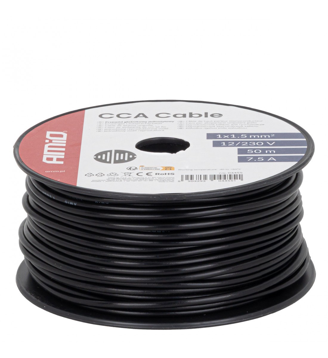 Cablu monofilar negru CCA 1x1.5mm2 50m 7.5A 12/230V AMIO-04455 - AutoParadoxSystem.ro Produs - Cablu monofilar negru CCA 1x1.5mm2 50m 7.5A 12/230V AMIO-04455 - AutoParadoxSystem.ro