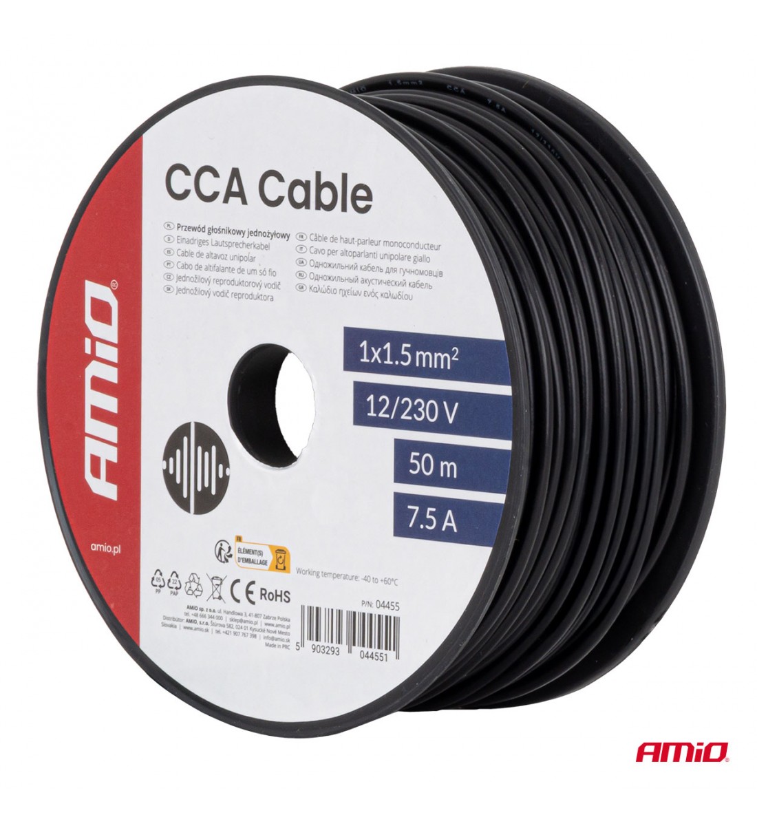 Cablu monofilar negru CCA 1x1.5mm2 50m 7.5A 12/230V AMIO-04455 - AutoParadoxSystem.ro Produs - Cablu monofilar negru CCA 1x1.5mm2 50m 7.5A 12/230V AMIO-04455 - AutoParadoxSystem.ro