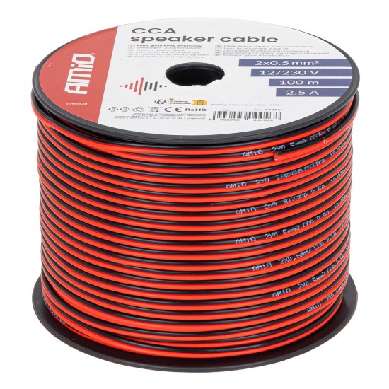Cablu difuzor CCA 2x0.5mm2 100m 2.5A AMIO-04456