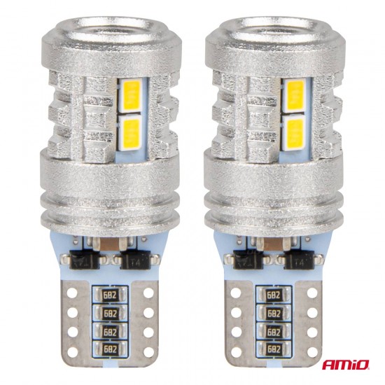 Set Becuri  STANDARD T10 W5W 6x3020 + 1x3030 SMD Alb 12V/24V AMIO-03718 Set Becuri  STANDARD T10 W5W 6x3020 + 1x3030 SMD Alb 12V/24V AMIO-03718