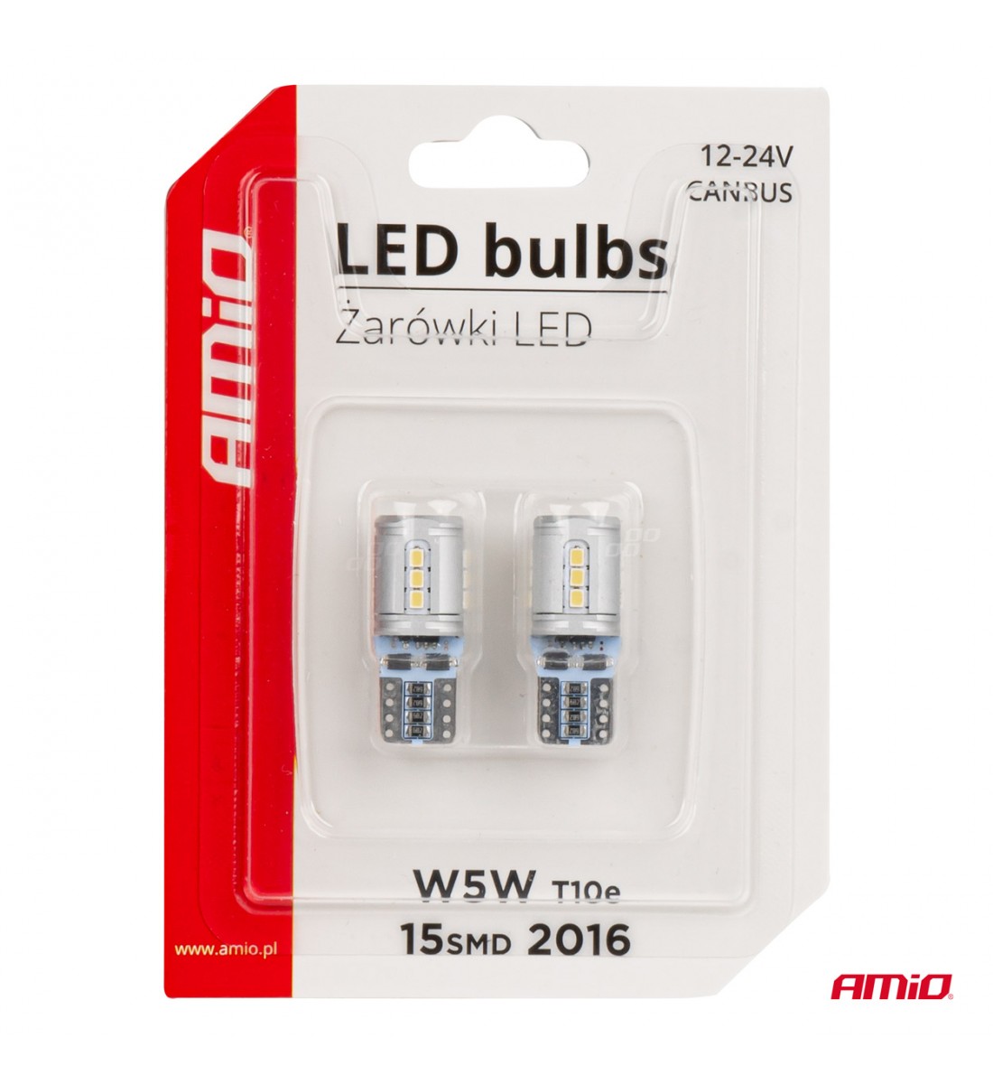 Set Becuri CANBUS T10e W5W 15x2016 SMD Alb 12V/24V AMIO-03723 Set Becuri CANBUS T10e W5W 15x2016 SMD Alb 12V/24V AMIO-03723