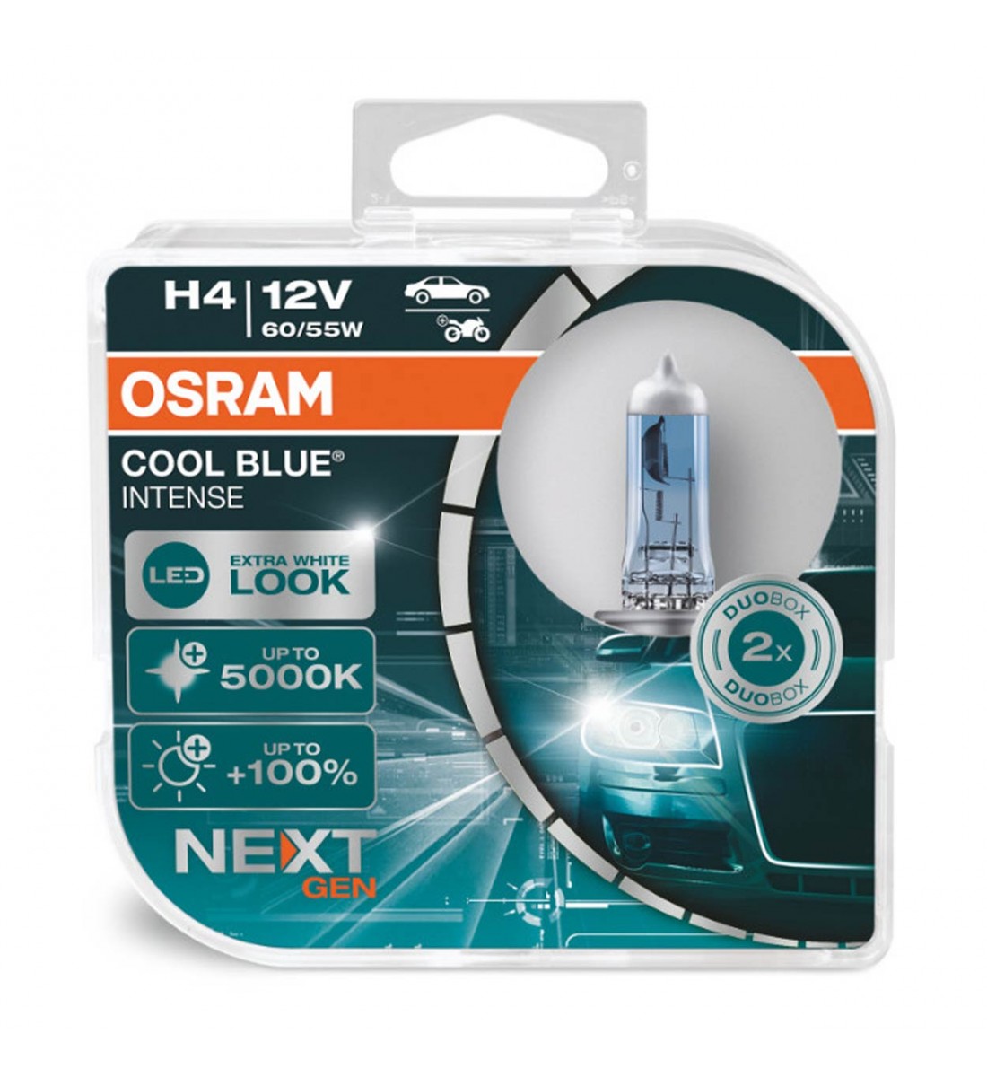 Produs - Bec halogen Osram H4 12V 60/55W P43T Cool Blue intense 5000k ,2 buc - AutoParadoxSystem.ro