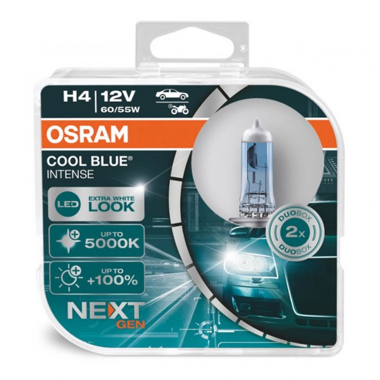 Bec halogen Osram H4 12V 60/55W P43T Cool Blue intense 5000k ,2 buc Bec halogen Osram H4 12V 60/55W P43T Cool Blue intense 5000k ,2 buc
