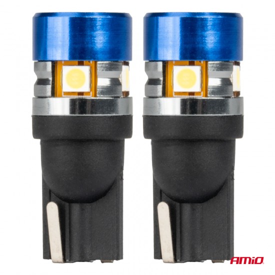 Set 2 Becuri LED CANBUS T10 W5W 5SMD 3030 Alb 12V 24V AMIO-04240 Set 2 Becuri LED CANBUS T10 W5W 5SMD 3030 Alb 12V 24V AMIO-04240