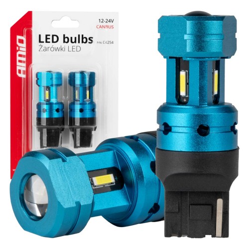 Set Becuri LED CANBUS T20 7440 W21W 4SMD 1860 Alb 12V 24V AMIO-04254